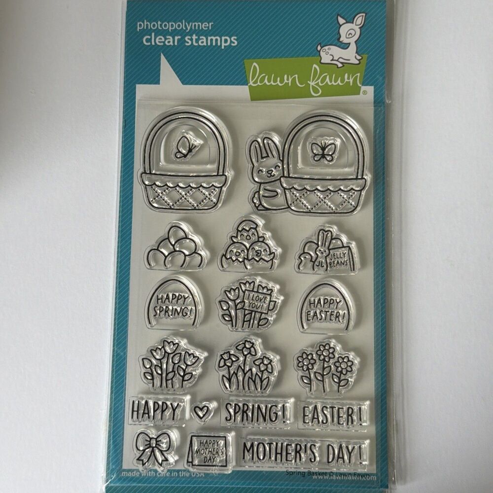 Lawn Fawn Spring Basket Clear Stamps & Lawn Cuts Die Set LF3658 LF3659 Easter